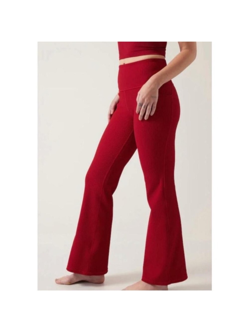 Athleta Ribbed Flare Leg Pants in Red